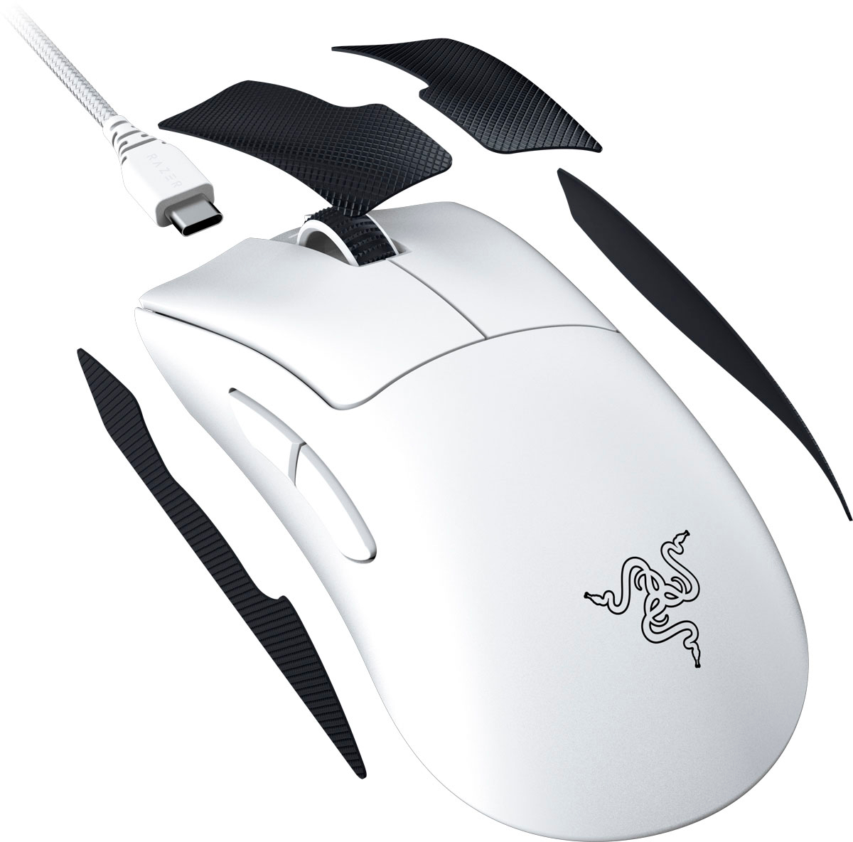 Razer Deathadder V3 Pro White 64g Wireless Gaming Mouse Ergonomic 90 Hours Battery 30k