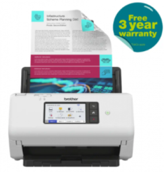 BROTHER SCANNER ADS-4700W, DESKTOP DOUBLE SIDED A4, 40 PPM, 80 PAGE ADF, USB, NETWORK, WIRELESS, 3YW.