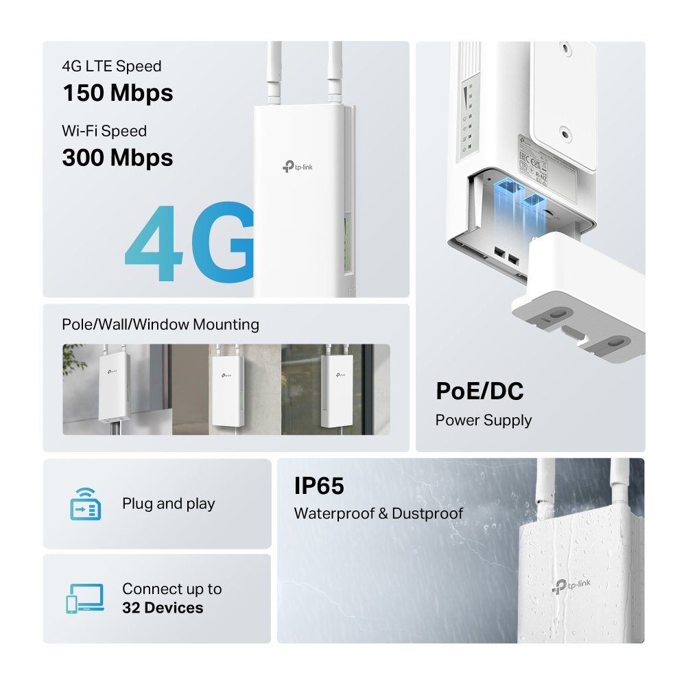 TP-Link 300Mbps Wireless N 4G LTE Outdoor Router (TL-MR100-OUTDOOR) - e ...